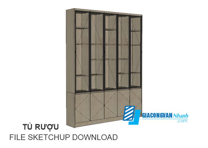 FILE SKETCHUP TỦ RƯỢU CÁNH KÍNH