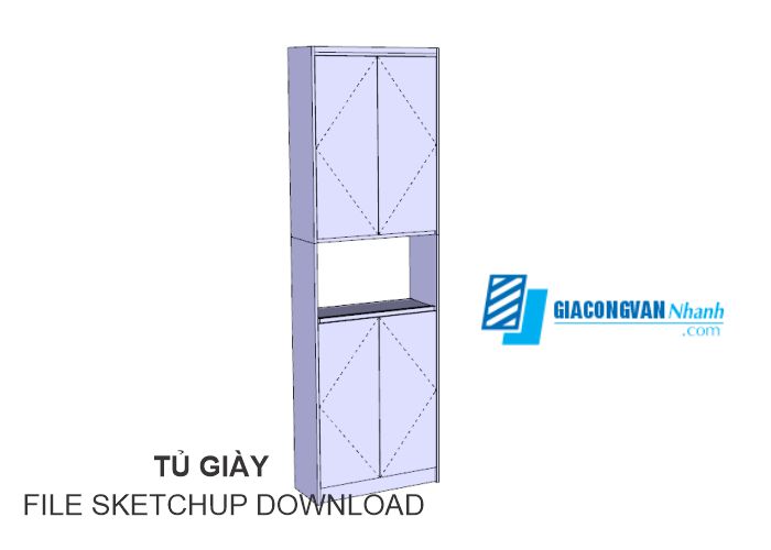 Mẫu tủ giày hiện đại file sketchup